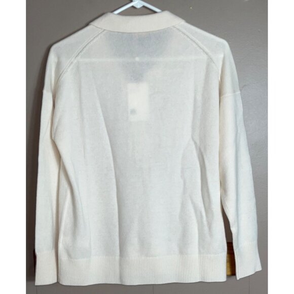 NWT Quince Cashmere Polo Sweater Ivory Mongolian Luxury Pullover Womens M - Picture 2 of 10